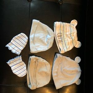 Hat set with baby mittens